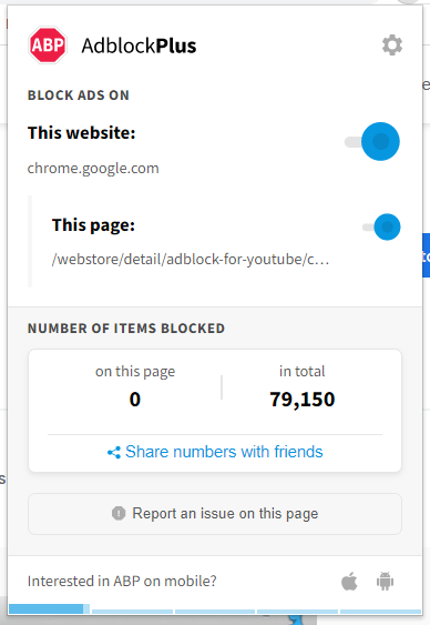 Image of AD Block Plus Menu